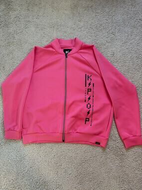 Koral Pink Full-Zip Athletic Jacket Graphic Size Small